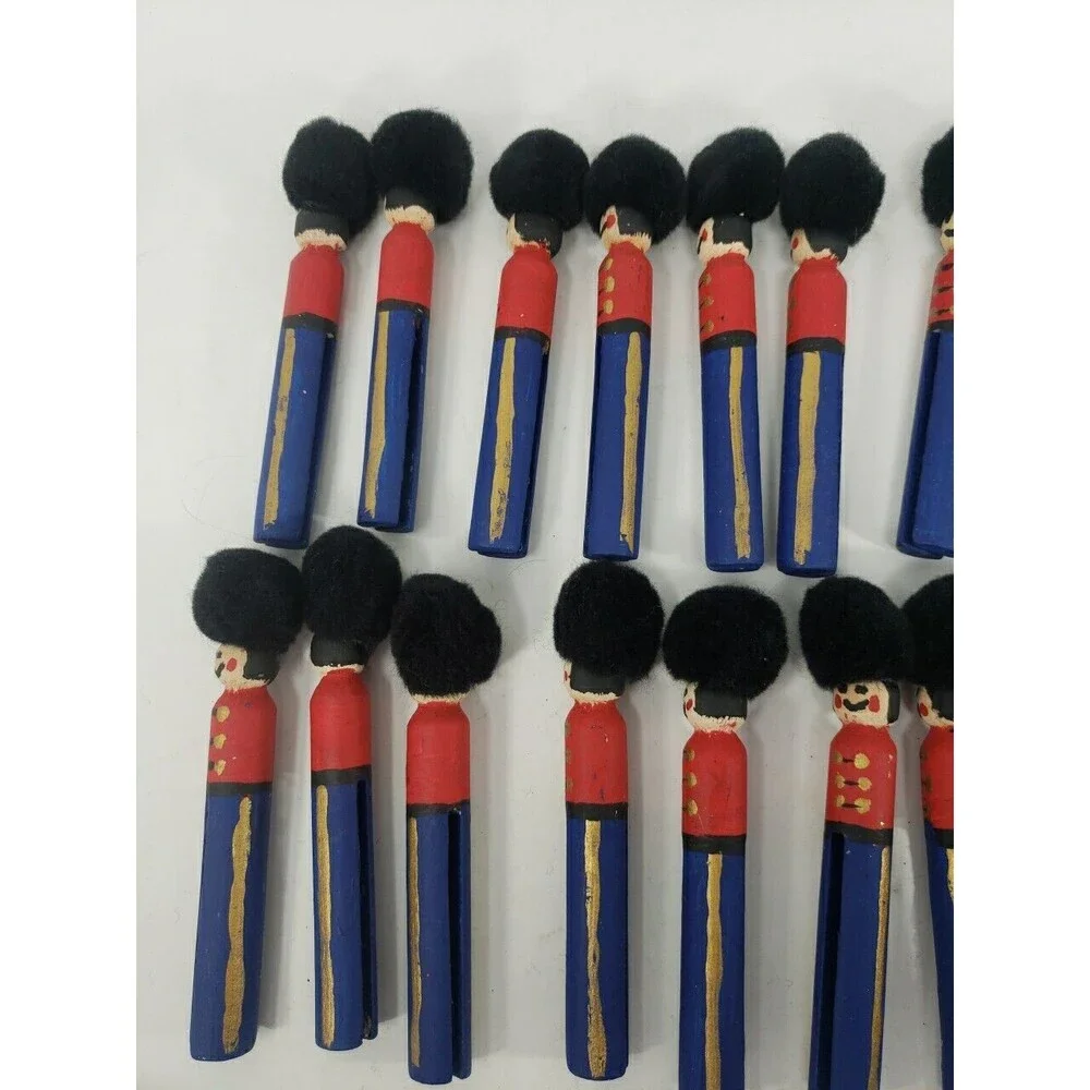 Vintage Clothespin Nutcracker Toy Soldiers Handmade Christmas Lot of 17  1980s